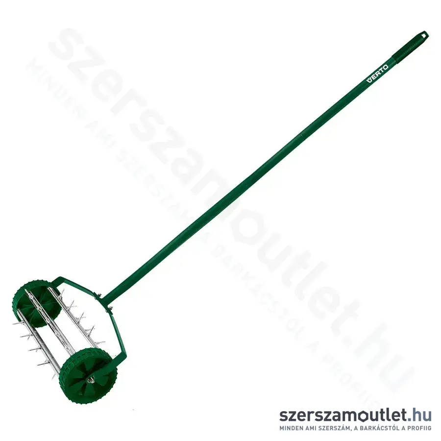 VERTO Fűszellőztető/gyepszellőztető, kézi, 27tüske, 15cm dobátmérő, 137cm