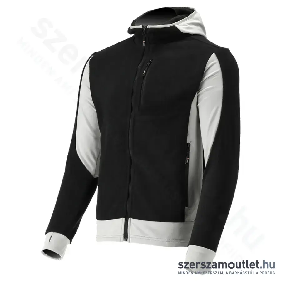 YATO Polár pulóver, kapucnis, cipzáras, 3XL-es (Fekete/Fehér)