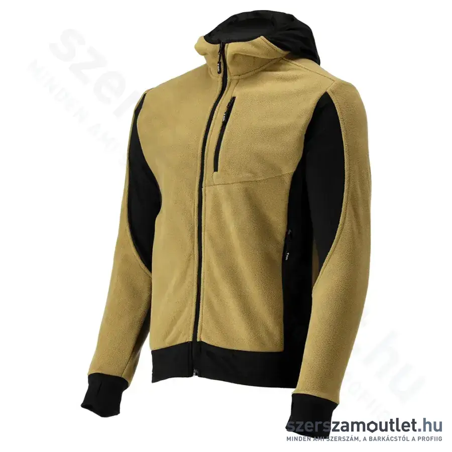 YATO Polár pulóver, kapucnis, cipzáras, 2XL-es (Fekete/Khaki)