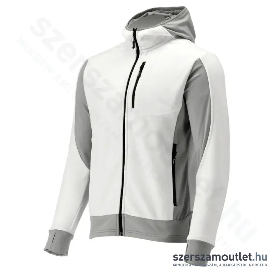 YATO Polár pulóver, kapucnis, cipzáras, 2XL-es (Fehér/Szürke)