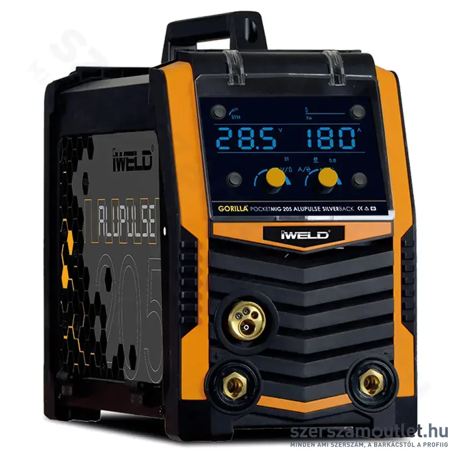 IWELD GORILLA POCKETMIG 205 ALUPULSE SILVERBACK Hegesztő inverter MMA/MIG, F osztály, IP23, 230V
