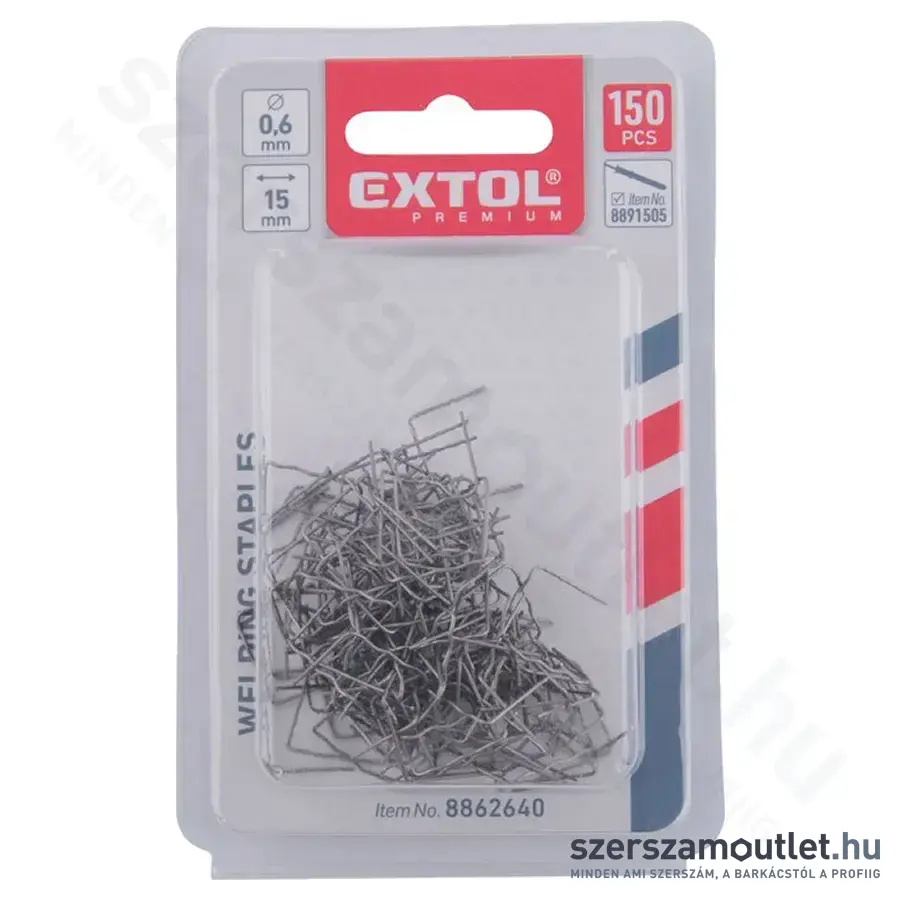 EXTOL Hegesztő kapcsok, kis hullám, 0,6x15mm (150db/doboz)