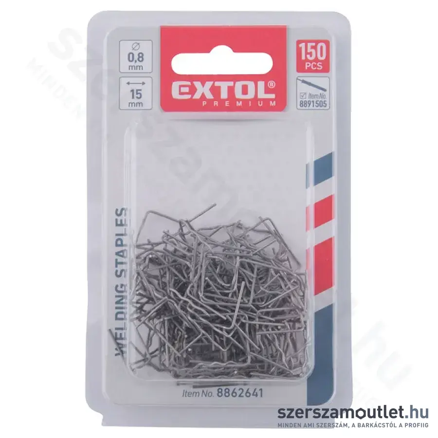 EXTOL Hegesztő kapcsok, kis hullám, 0,8x15mm (150db/doboz)