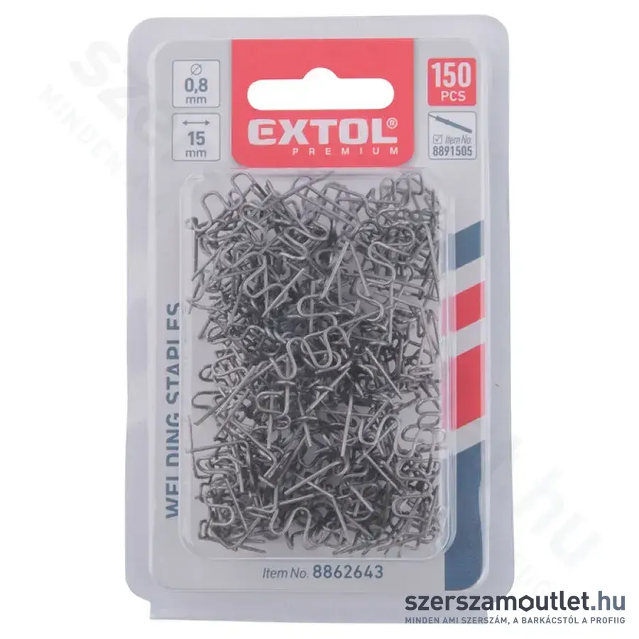 EXTOL Hegesztő kapcsok, nagy hullám, 0,8x15mm (150db/doboz)