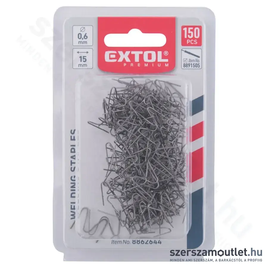 EXTOL Hegesztő kapcsok, M alakú, 0,6x15mm (150db/doboz)