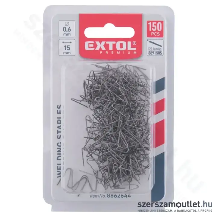 EXTOL Hegesztő kapcsok, M alakú, 0,6x15mm (150db/doboz)
