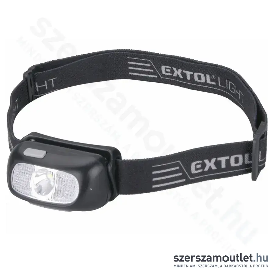 EXTOL LED fejlámpa, CREE XPG, 130lm, 40m, USB töltés, 5W (1,0Ah/3,7V)