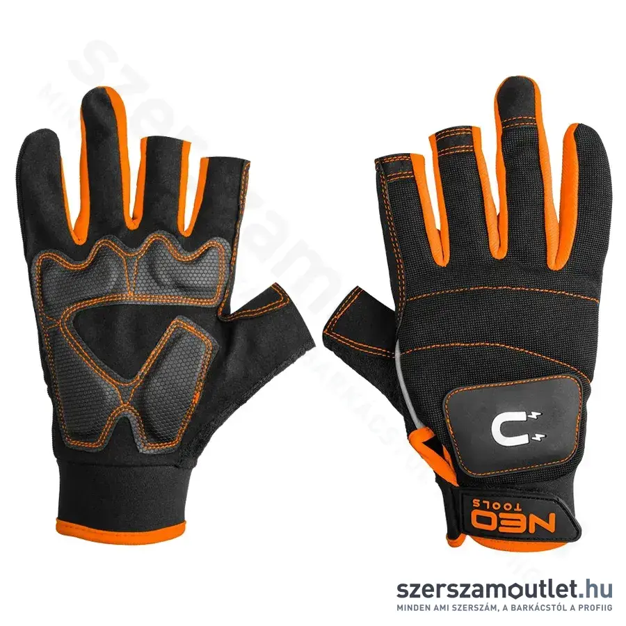 NEO TOOLS Ujjatlan, mágneses munkakesztyű 10/XL (Fekete/Narancs)