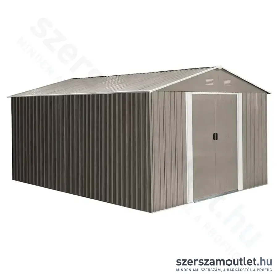 RIWALL RMSA Fém kerti tároló nyeregtetővel, 17,8m3, 367x301x214cm (Barna)