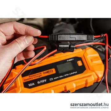 NEO TOOLS Automatikus akkutöltő savas/AGM/gél akkukhoz, 10A/160W, 3-200Ah, 220-240V