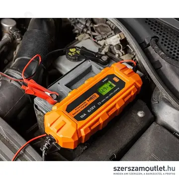 NEO TOOLS Automatikus akkutöltő savas/AGM/gél akkukhoz, 10A/160W, 3-200Ah, 220-240V