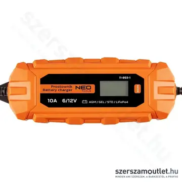 NEO TOOLS Automatikus akkutöltő savas/AGM/gél akkukhoz, 10A/160W, 3-200Ah, 220-240V