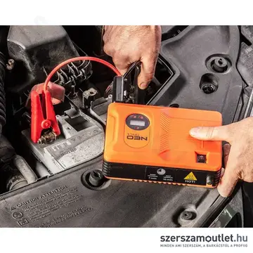 NEO TOOLS Multifunkciós gyorsindító, akkuindító, indításrásegítő, kompresszor, powerbank, lámpa