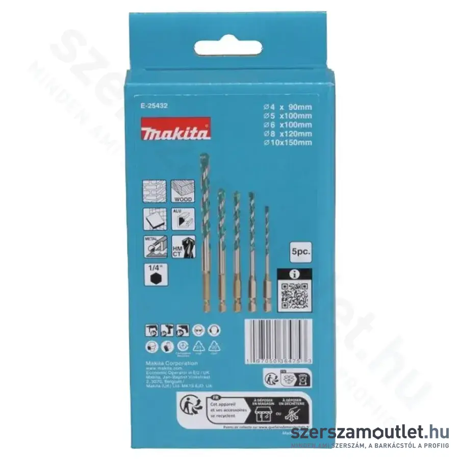 MAKITA TCT Fúrószár készlet, 1/4", 4-10mm, 5db-os