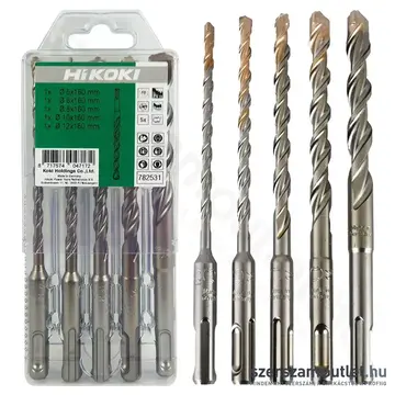 HIKOKI SDS-Plus TCT Fúrószár készlet, 2élű, 5-12mm, 5db-os