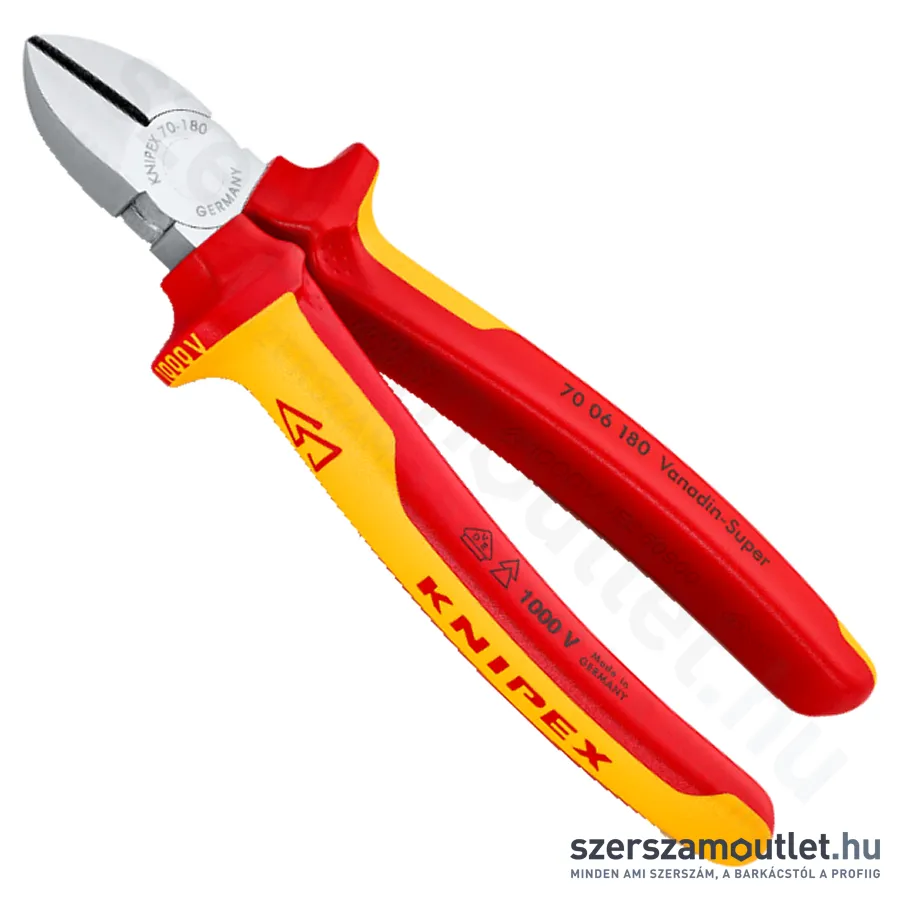 KNIPEX SZIGETELT Oldalcsípő fogó 180mm (70 06 180)