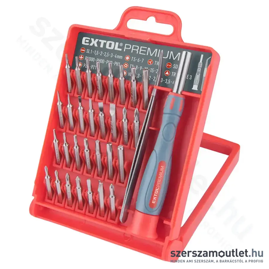 EXTOL Csavarhúzókészlet bitfejes 32 részes (SL+PH+PZ+TORX+HEX)