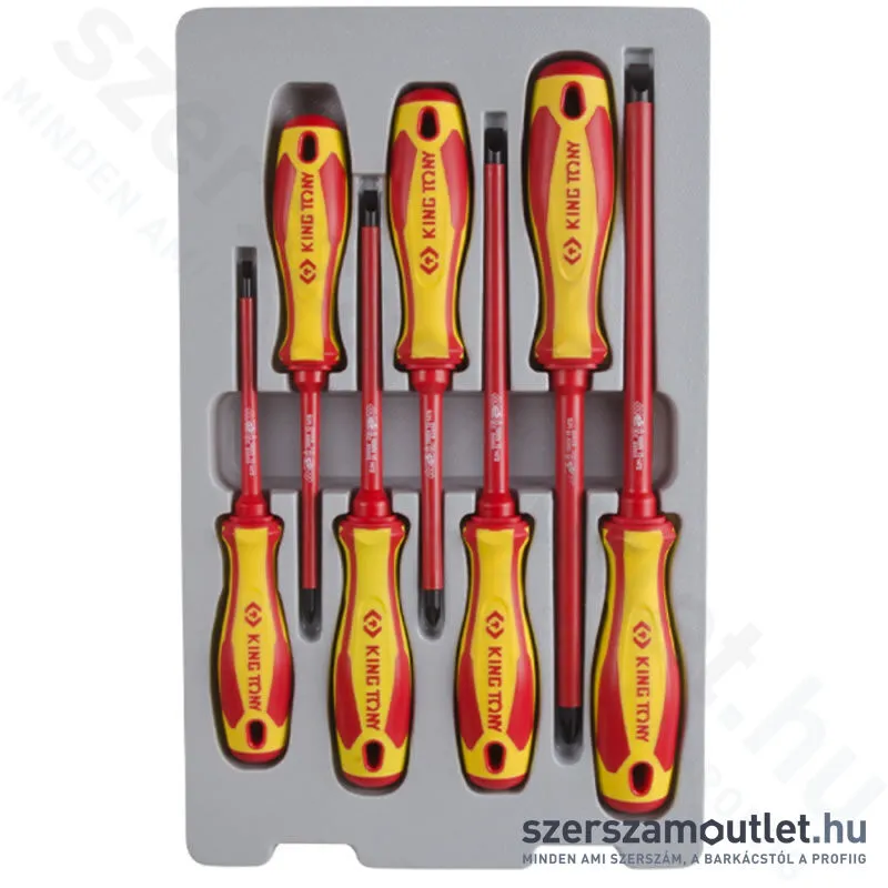 KINGTONY Csavarhúzó készlet szigetelt, 7 részes (SL+PZ) (30607MR)