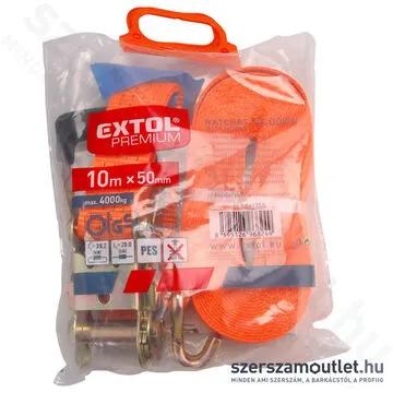 EXTOL Rakományrögzítő gurtni, kampós, max.:4000kg, 3mx50mm