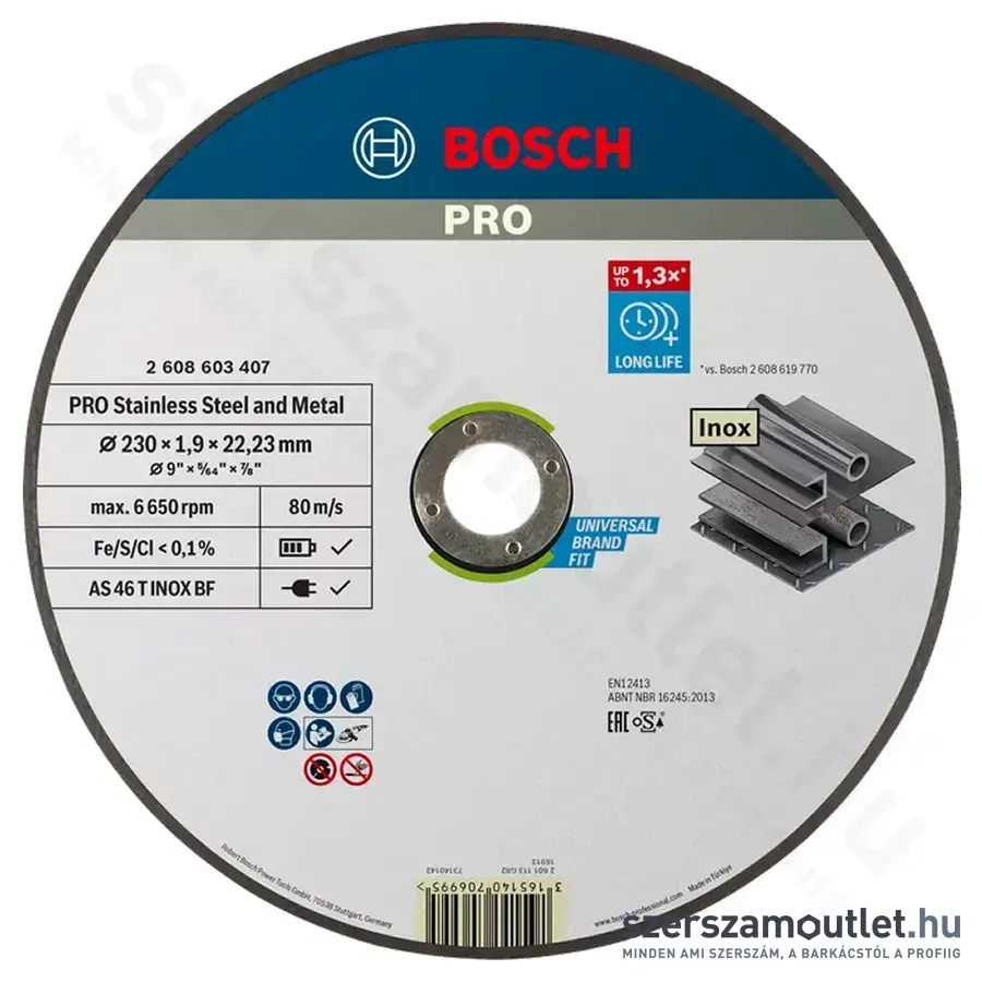 BOSCH Expert Inox vágókorong 230x1,9x22,23mm (2608603407)