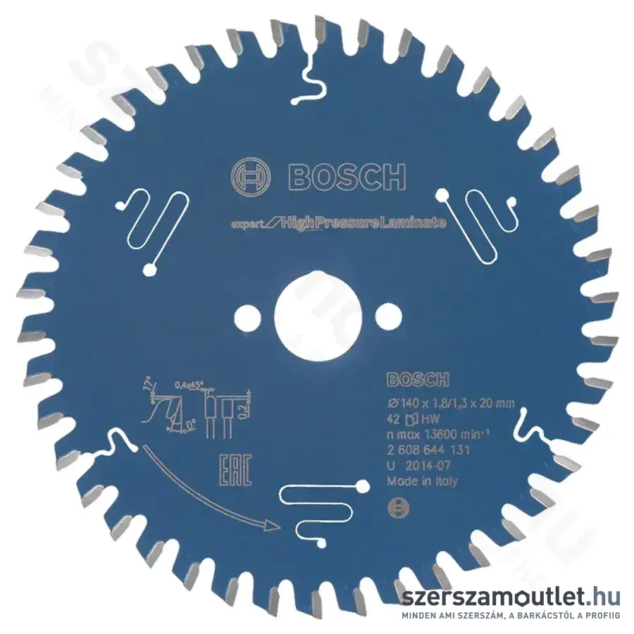 BOSCH Expert for High Pressure Laminate körfűrésztárcsa (140x20x1,8 mm) 42 fog