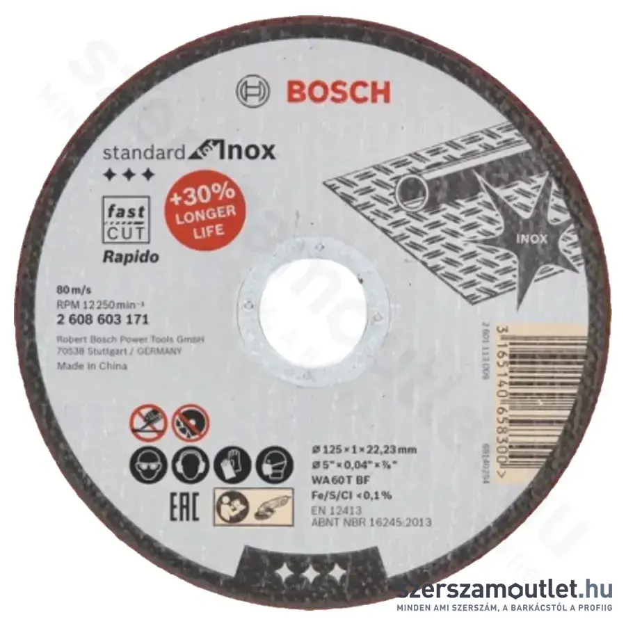 BOSCH Standard for Inox vágókorong 125x1x22,23mm (2608603171)