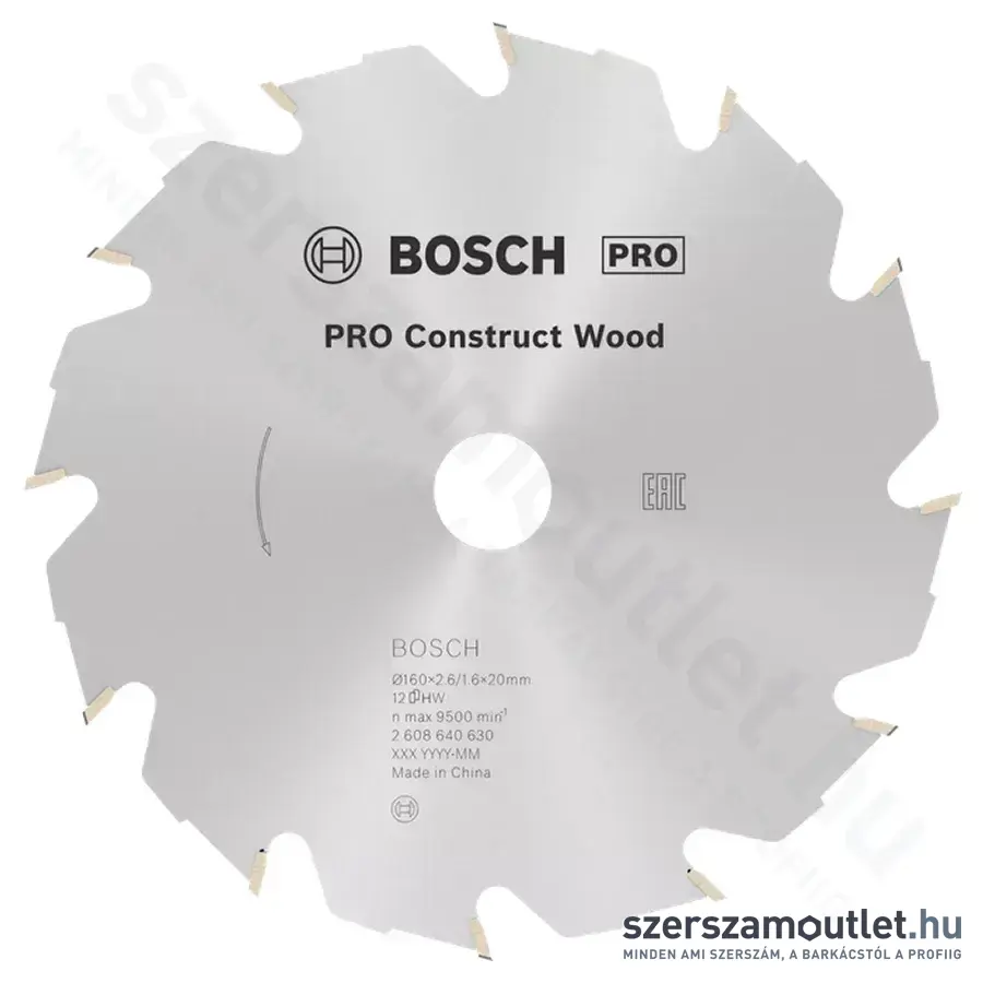 BOSCH Construct Wood körfűrészlap 160x20/16mm 12 fog