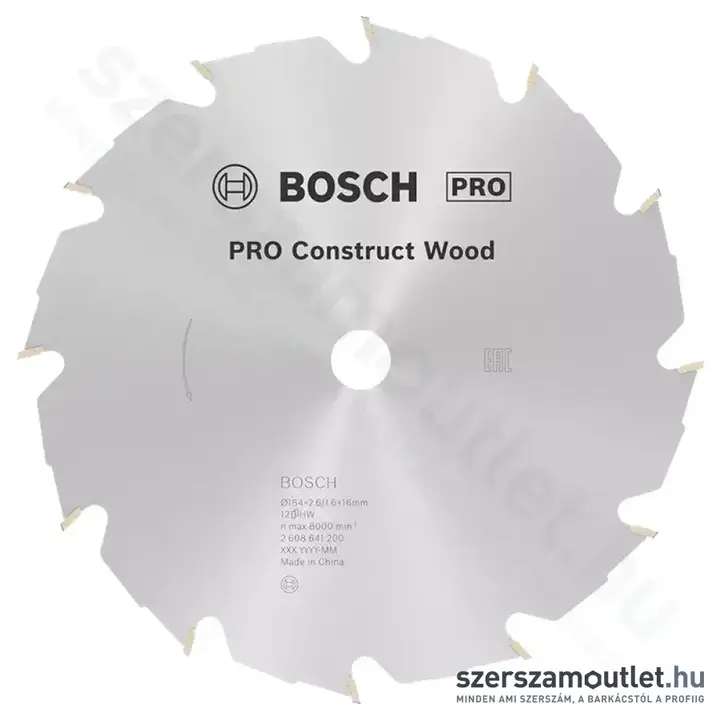 BOSCH Construct Wood körfűrészlap 184x16mm 12 fog