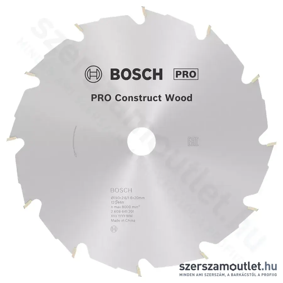 BOSCH Construct Wood körfűrészlap 190x20/16mm 12 fog