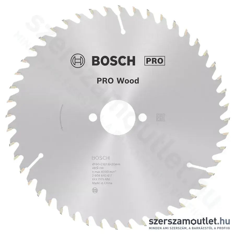 BOSCH Optiline Wood körfűrészlap kézi körfűrészekhez, 190x2,6/1,6x30mm 48 fog
