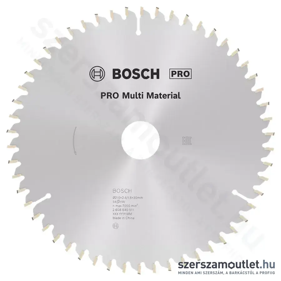 BOSCH Multi Material körfűrészlap kézi körfűrészhez, 210x2,4/1,8x30mm 54 fog, HLTCG