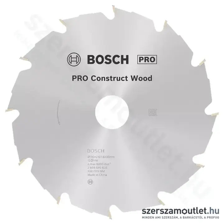 BOSCH Construct Wood körfűrészlap 190x30mm 12 fog