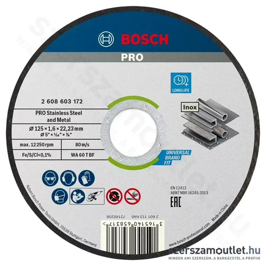 BOSCH Standard for Inox vágótárcsa 125x1,6x22,23mm (2608603172)