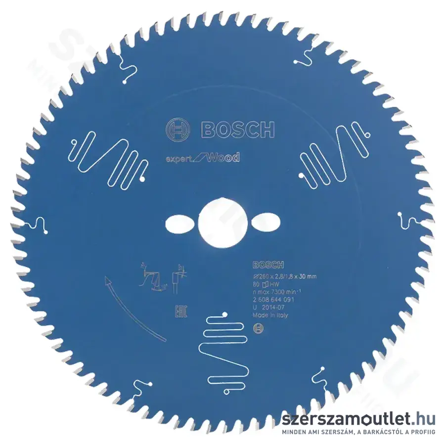 BOSCH Expert for Wood körfűrészlap asztali fűrészekhez 260x2,8/1,8x30mm T80 (2608644091)