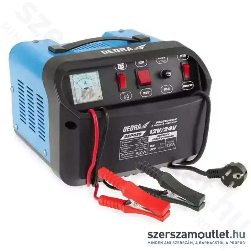 DEDRA Akkumulátortöltő egyenirányú indítás funkcióval (12/24V - 350Ah)