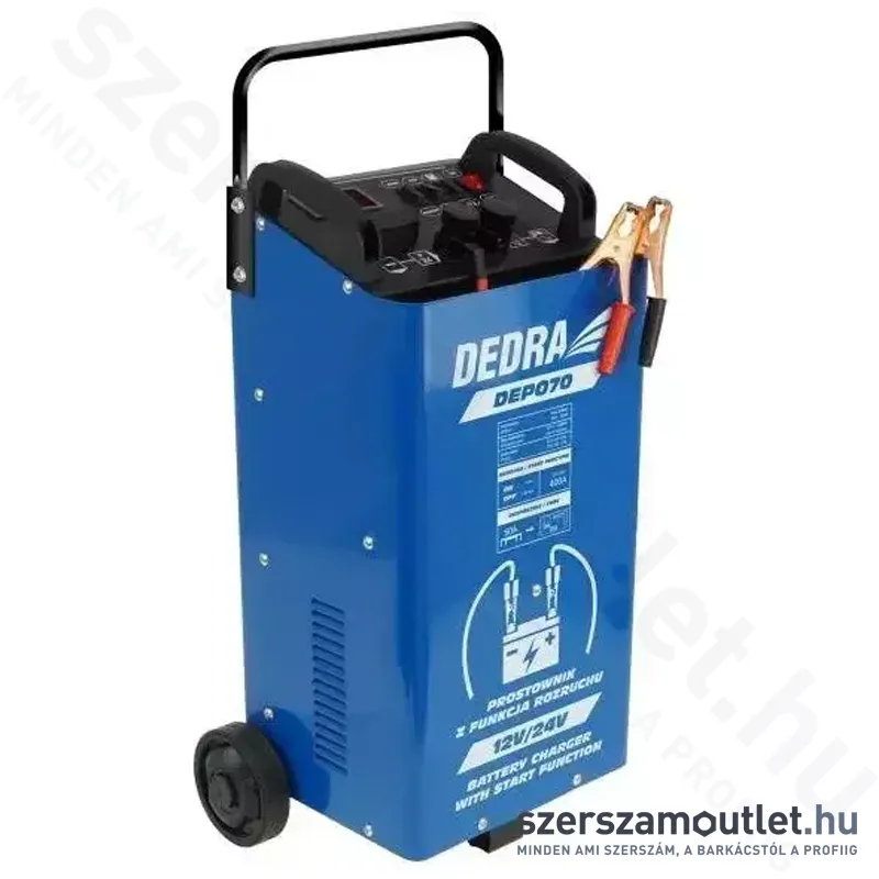 DEDRA Akkumulátortöltő egyenirányú inditás funkcióval (12/24V - 400Ah) (DEP070)