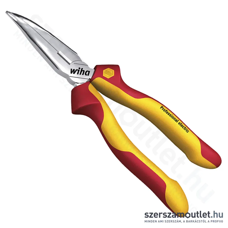 WIHA Professional Electric VDE Hajlított csőrű telefon (rádió) fogó 40° 160mm (Z05106160/No.26728)