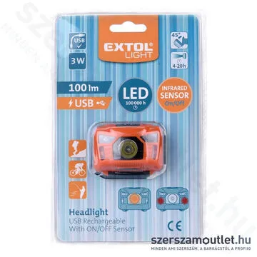 EXTOL LED fejlámpa 100lm