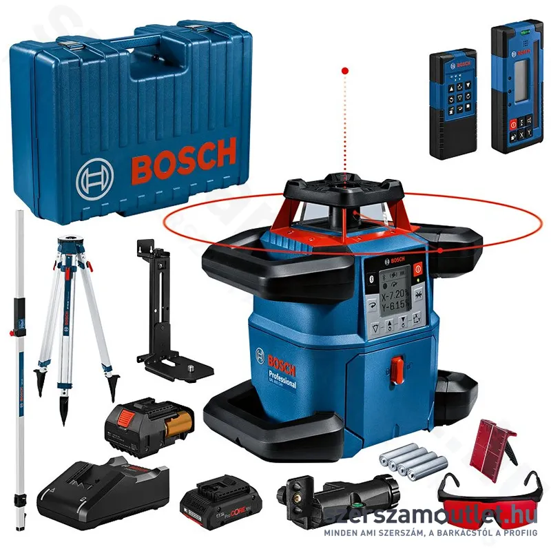 BOSCH GRL 600 CHV Akkus forgólézer + vevő +távvezérlő +állvány +léc +koffer (PIROS) (06159940P5)