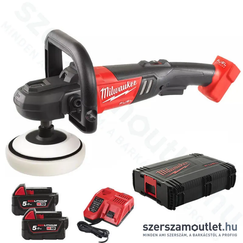 MILWAUKEE M18 FAP180-502X Akkus polírozó szénkefmentes, HD kofferben (2x5,0Ah/18V)