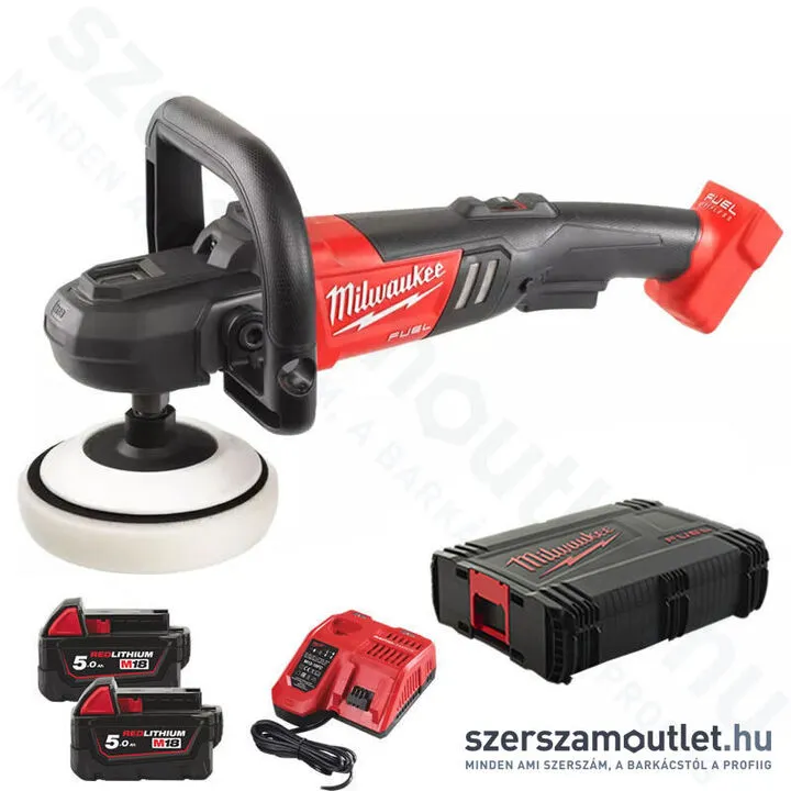 MILWAUKEE M18 FAP180-502X Akkus polírozó szénkefmentes, HD kofferben (2x5,0Ah/18V)