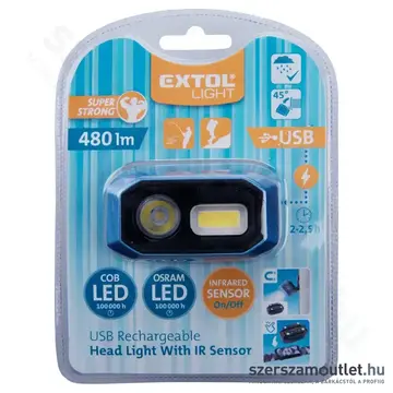 EXTOL LED fejlámpa 4 funkcióval 480lm
