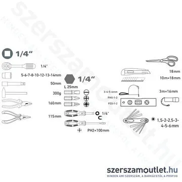 EXTOL Szerszámkészlet 47 részes