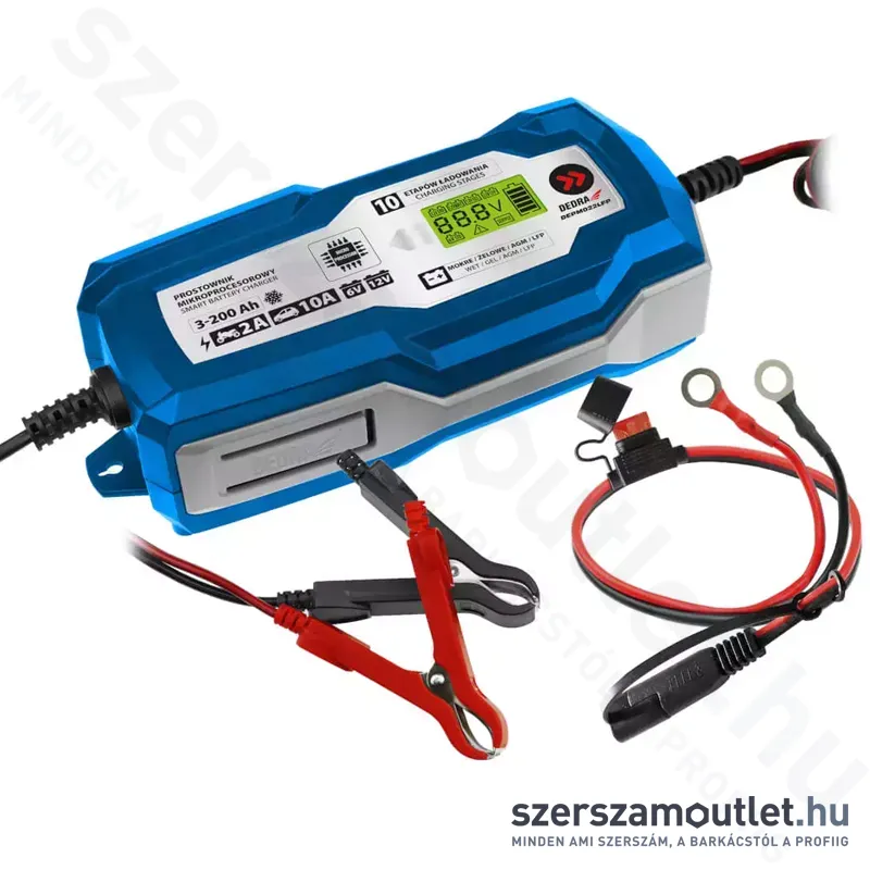 DEDRA Automata akkumulátortöltő LCD kijelzővel (LFP) (6/12V 200Ah)