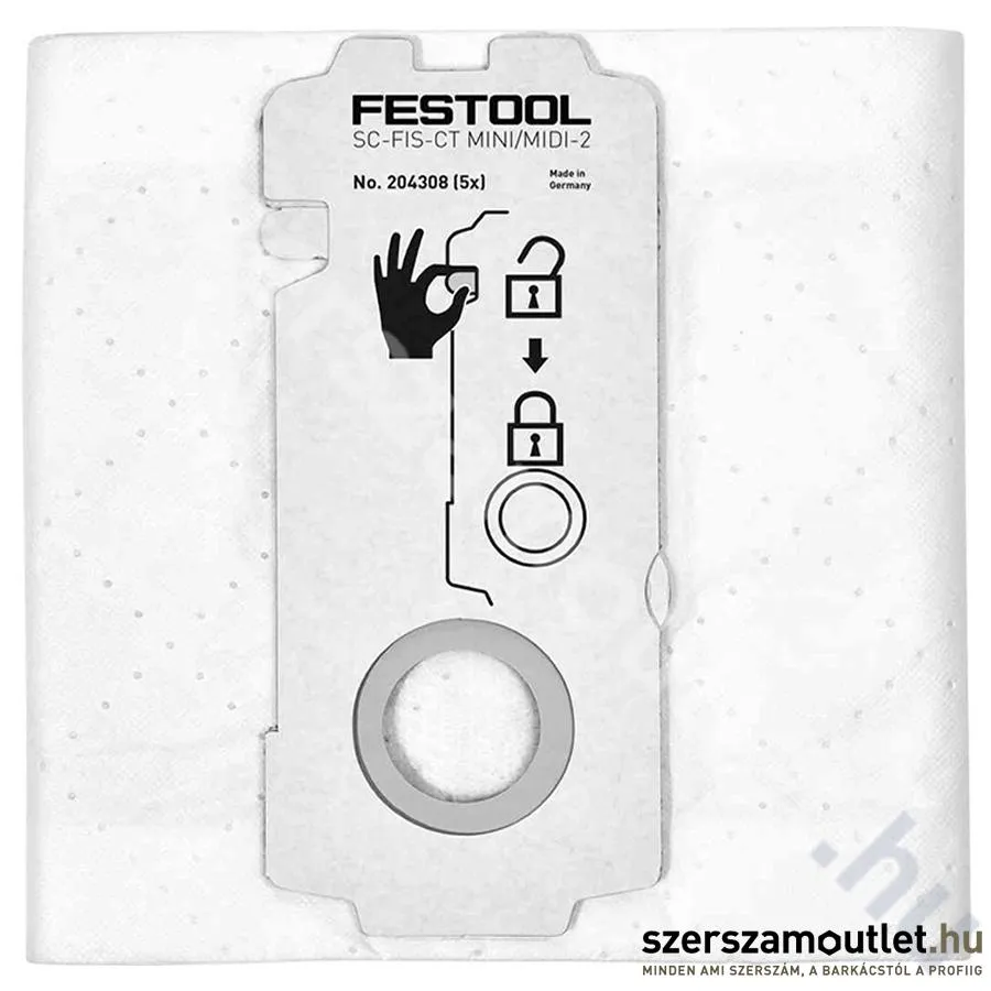 FESTOOL SC-FIS-CT MINI/MIDI-2/5 porzsák/szűrőzsák SELFCLEAN (5db)