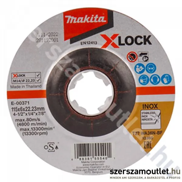 MAKITA X-LOCK csiszolótárcsa 115x6mm INOX (E-00371)