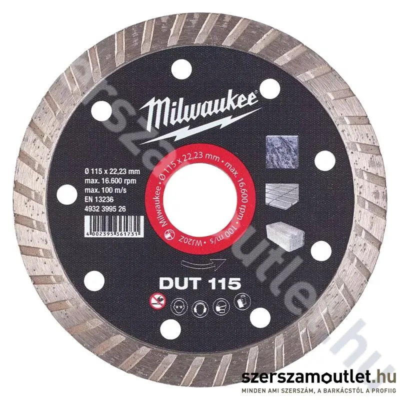 MILWAUKEE DUT 115 Gyémánt vágótárcsa 115mm (4932399526)