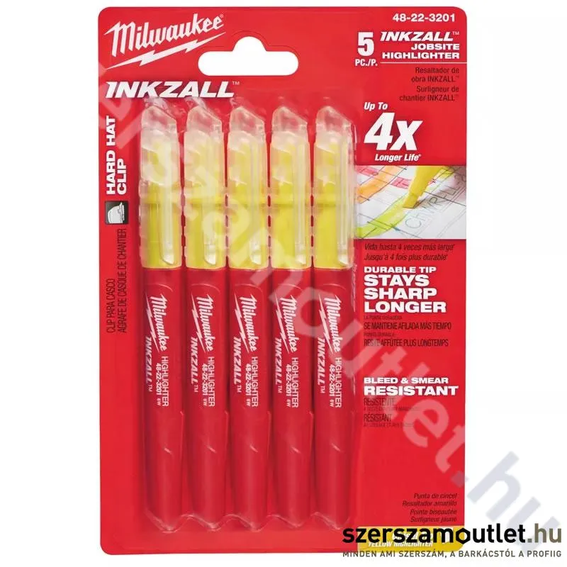 MILWAUKEE INKZALL Szövegkiemelő filc, sárga (5db) (48223201)