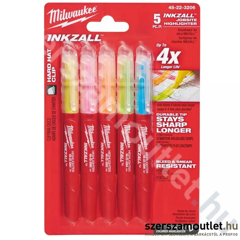MILWAUKEE INKZALL Szövegkiemelő filc, színes (5db) (48223206)