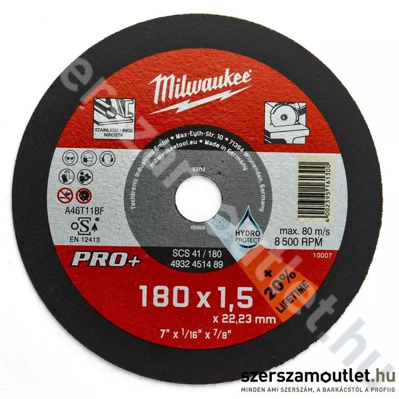 MILWAUKEE PRO+ SCS41 Vágókorong (fémhez) 180x1,5mm (4932451489)